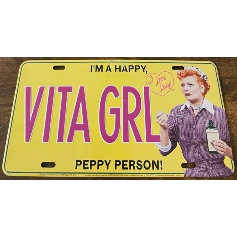 Vita Grl Booster License Plate I'm A Happy Vita Girl I Love Lucy Lucille Ball